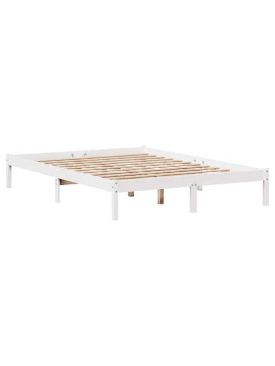 Postel s knihovnou bez matrace bílá 150x200 cm masivní borovice