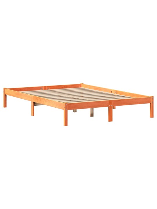 Postel s knihovnou bez matrace 140 x 190 cm masivní borovice