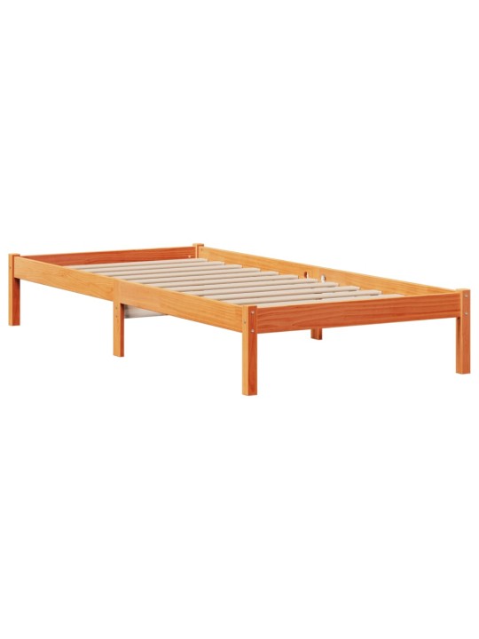 Postel s knihovnou bez matrace hnědá 100x200 cm masiv borovice