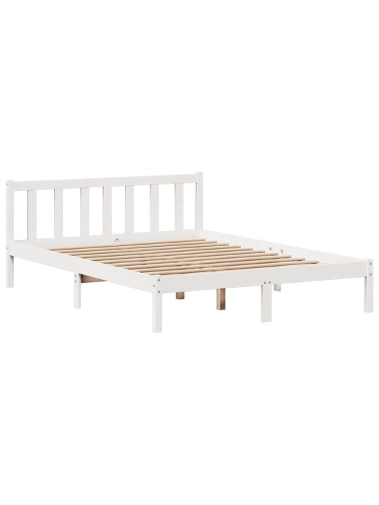 Postel s knihovnou bez matrace bílá 150x200 cm masivní borovice