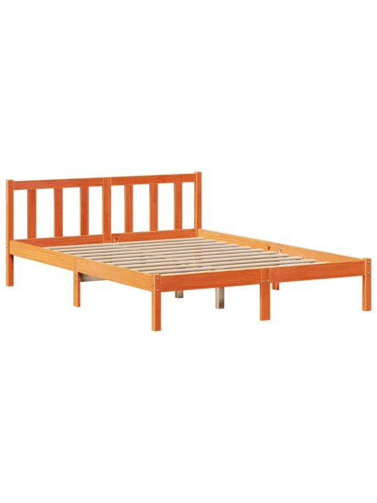 Postel s knihovnou bez matrace 140 x 190 cm masivní borovice