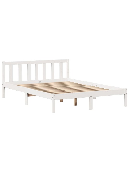 Postel s knihovnou bez matrace bílá 140x190 cm masivní borovice