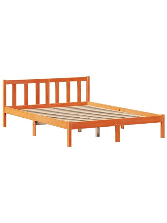 Postel s knihovnou bez matrace 140 x 190 cm masivní borovice