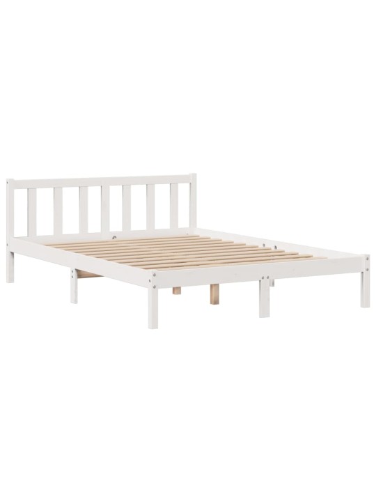 Postel s knihovnou bez matrace bílá 140x190 cm masivní borovice