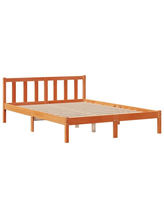 Postel s knihovnou bez matrace 140 x 190 cm masivní borovice