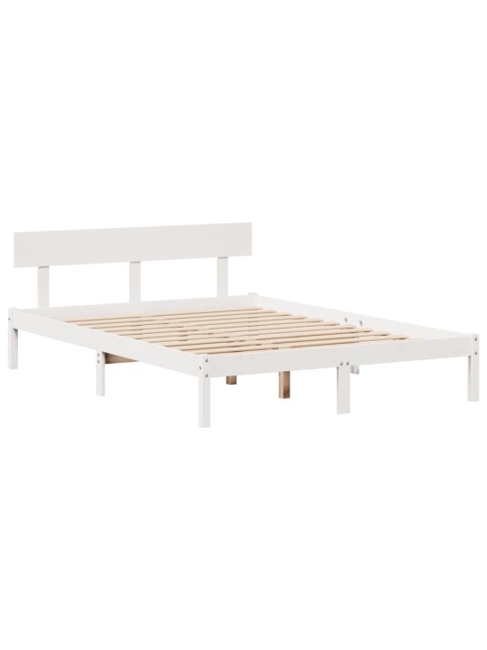 Postel s knihovnou bez matrace bílá 150x200 cm masivní borovice