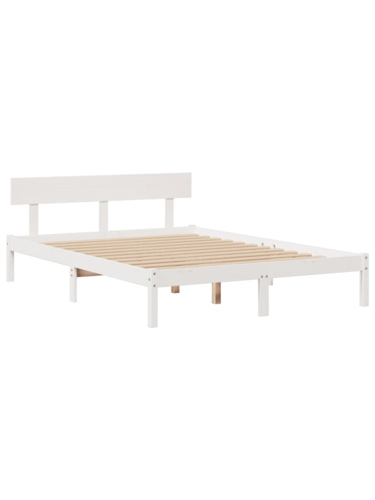 Postel s knihovnou bez matrace bílá 140x190 cm masivní borovice