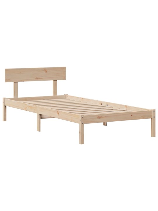 Postel s knihovnou bez matrace 90 x 200 cm masivní borovice