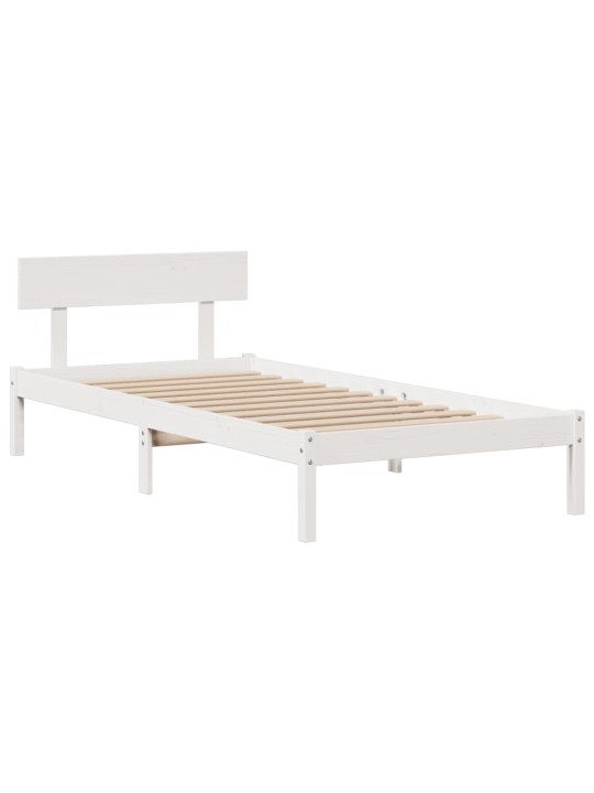 Postel s knihovnou bez matrace bílá 100x200 cm masivní borovice