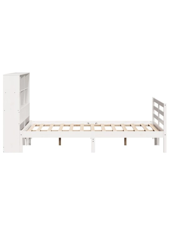 Postel s knihovnou bez matrace bílá 140x190 cm masivní borovice