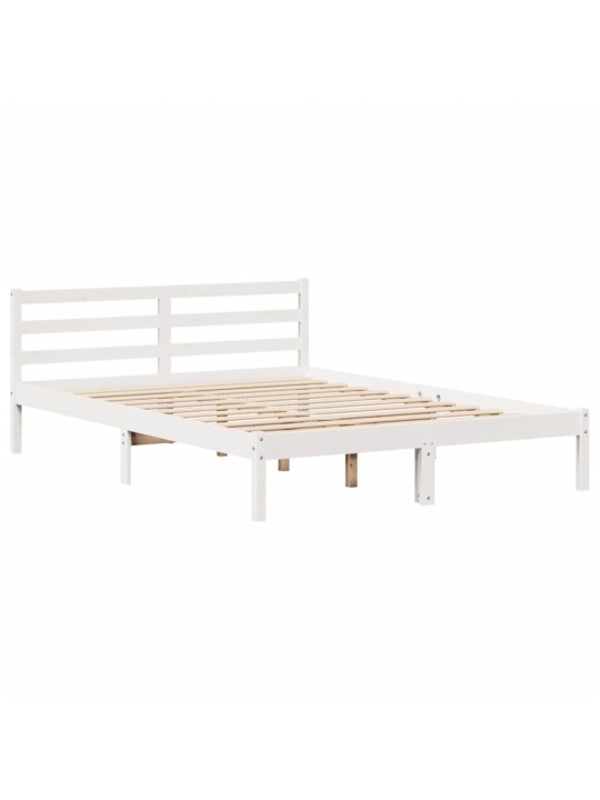 Postel s knihovnou bez matrace bílá 150x200 cm masivní borovice