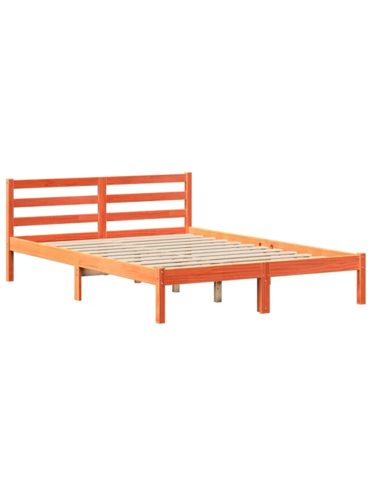 Postel s knihovnou bez matrace hnědá 160 x 200 cm masivní dřevo