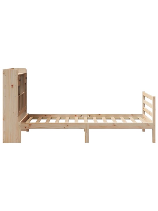 Postel s knihovnou bez matrace 75 x 190 cm masivní borovice