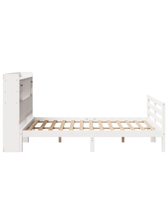 Postel s knihovnou bez matrace bílá 140x190 cm masivní borovice