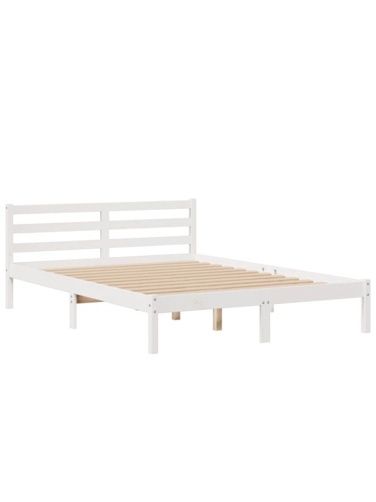 Postel s knihovnou bez matrace bílá 140x190 cm masivní borovice