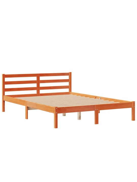 Postel s knihovnou bez matrace 140 x 190 cm masivní borovice