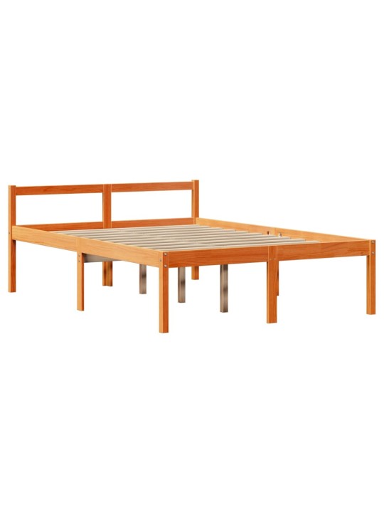 Postel s knihovnou bez matrace hnědá 160 x 200 cm masivní dřevo