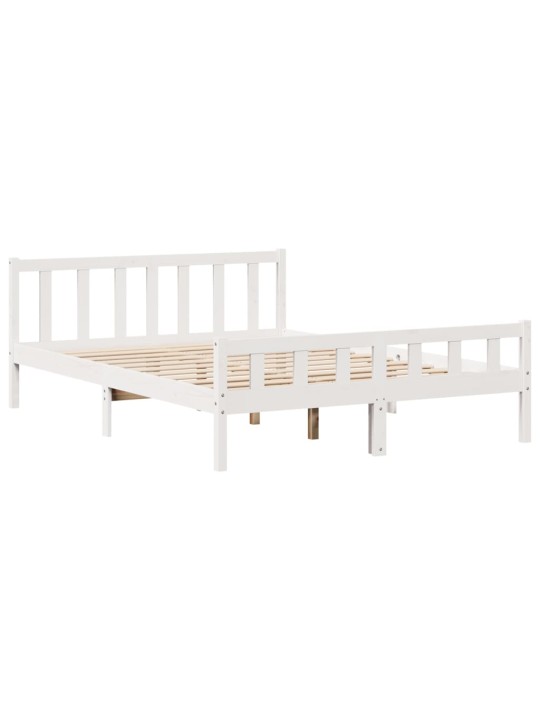 Postel s knihovnou bez matrace bílá 150x200 cm masivní borovice
