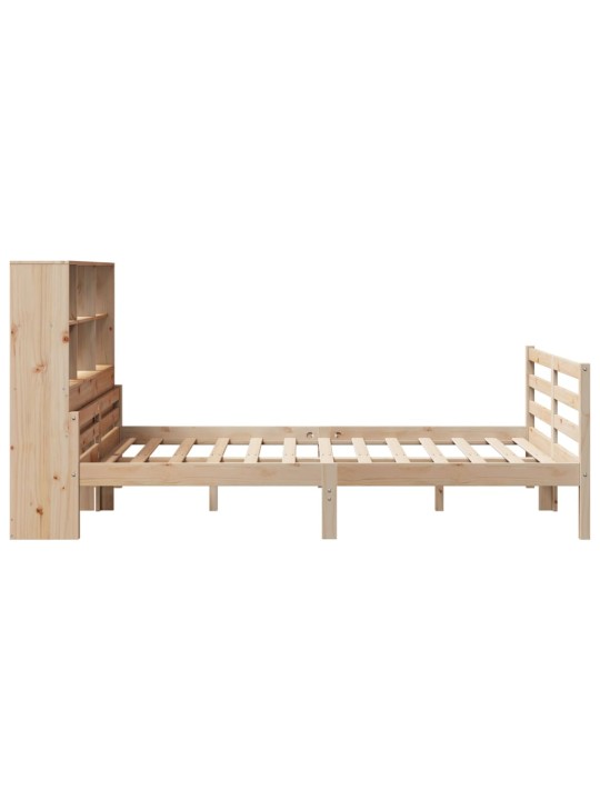 Postel s knihovnou bez matrace 140 x 190 cm masivní borovice