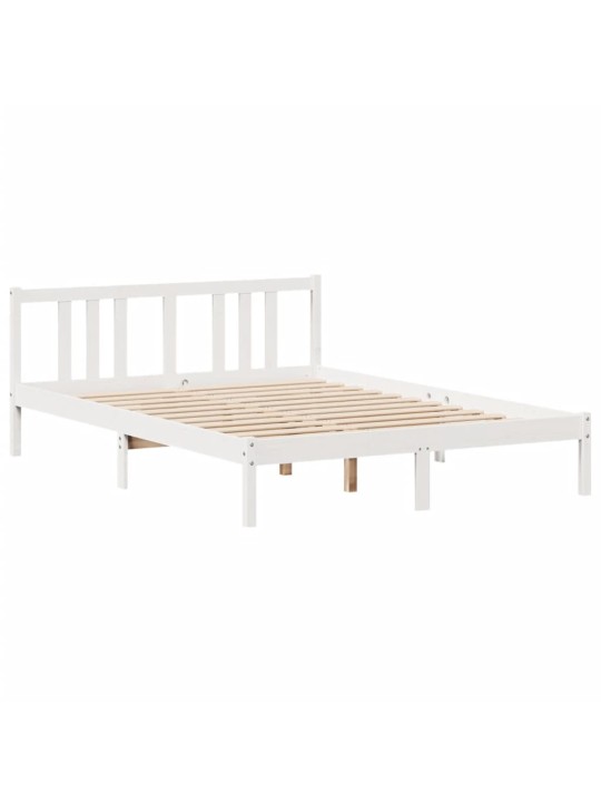Postel s knihovnou bez matrace bílá 160x200 cm masivní borovice
