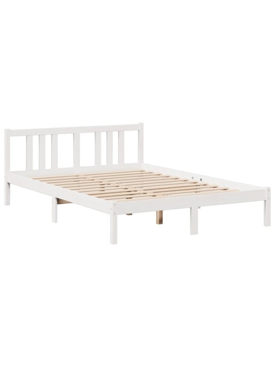 Postel s knihovnou bez matrace bílá 160x200 cm masivní borovice