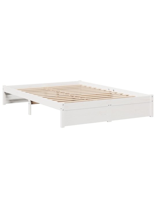 Postel s knihovnou bez matrace bílá 140x190 cm masivní borovice