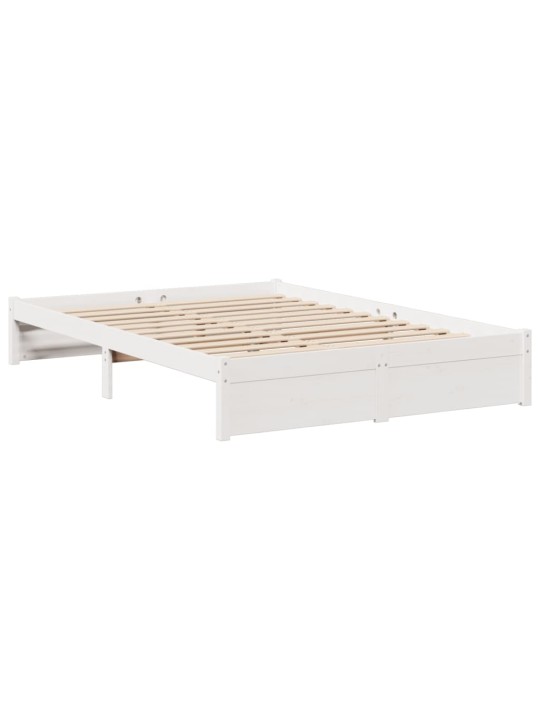 Postel s knihovnou bez matrace bílá 140x190 cm masivní borovice
