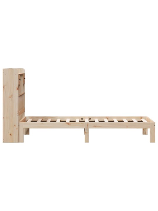 Postel s knihovnou bez matrace 90 x 190 cm masivní borovice