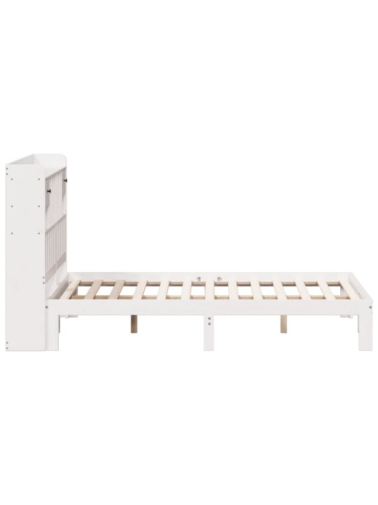 Postel s knihovnou bez matrace bílá 140x190 cm masivní borovice