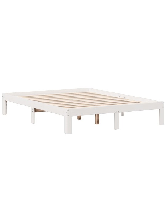 Postel s knihovnou bez matrace bílá 140x190 cm masivní borovice
