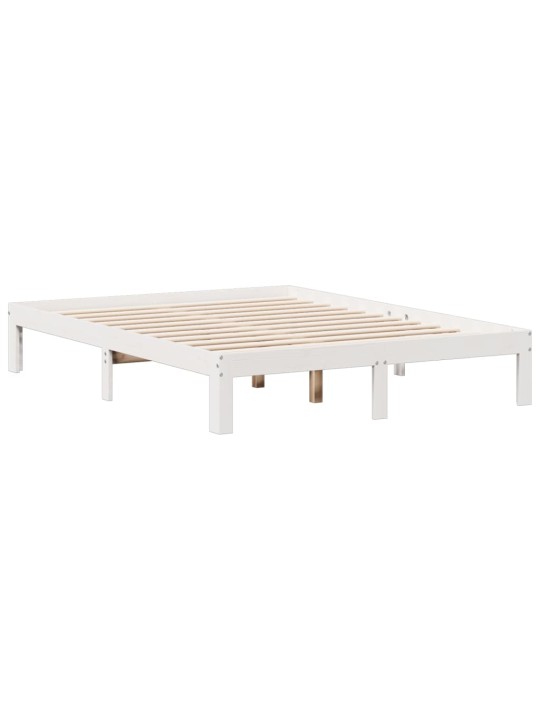 Postel s knihovnou bez matrace bílá 160x200 cm masivní borovice