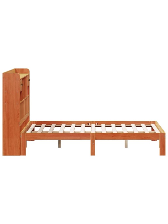 Postel s knihovnou bez matrace 140 x 190 cm masivní borovice