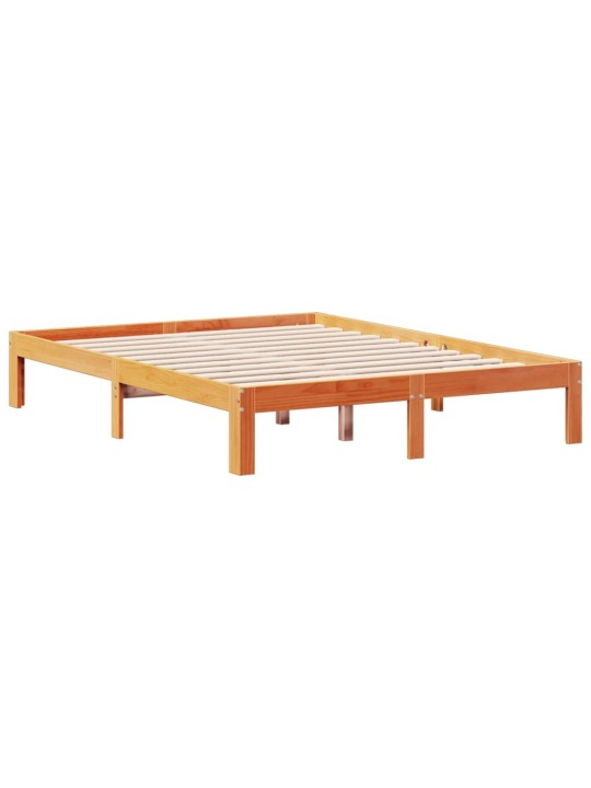 Postel s knihovnou bez matrace 140 x 190 cm masivní borovice
