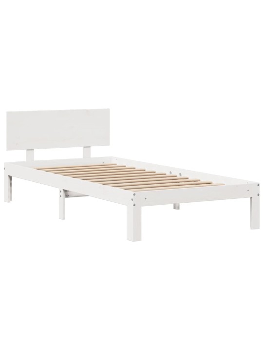 Postel s knihovnou bez matrace bílá 150x200 cm masivní borovice