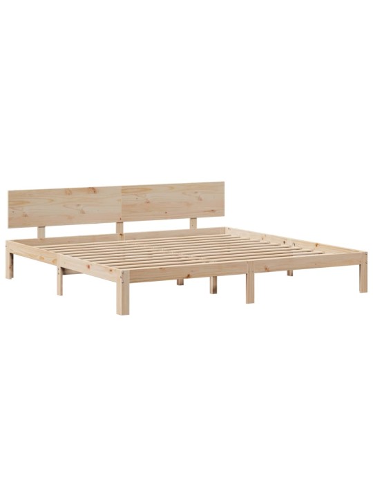 Postel s knihovnou bez matrace 200 x 200 cm masivní borovice