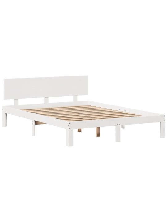 Postel s knihovnou bez matrace bílá 140x190 cm masivní borovice