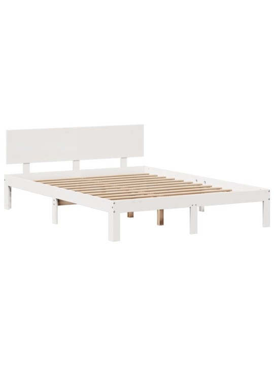 Postel s knihovnou bez matrace bílá 160x200 cm masivní borovice