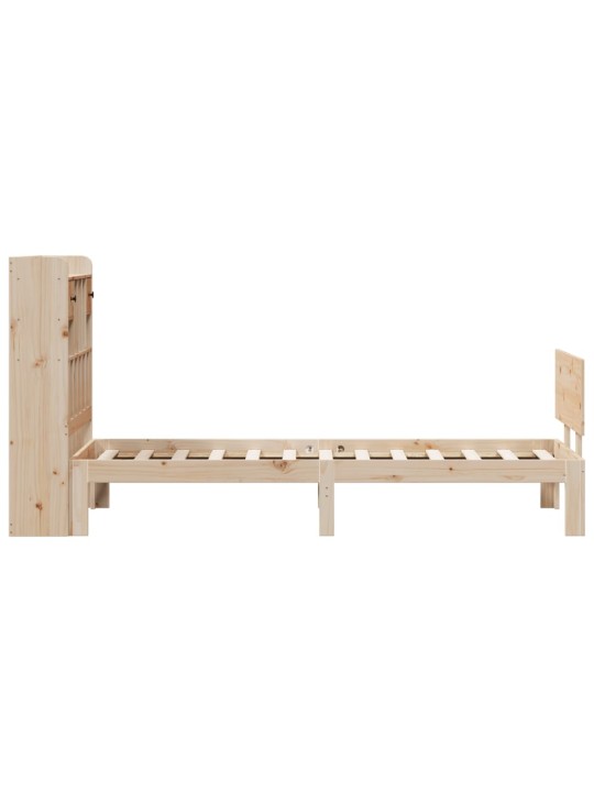 Postel s knihovnou bez matrace 90 x 190 cm masivní borovice