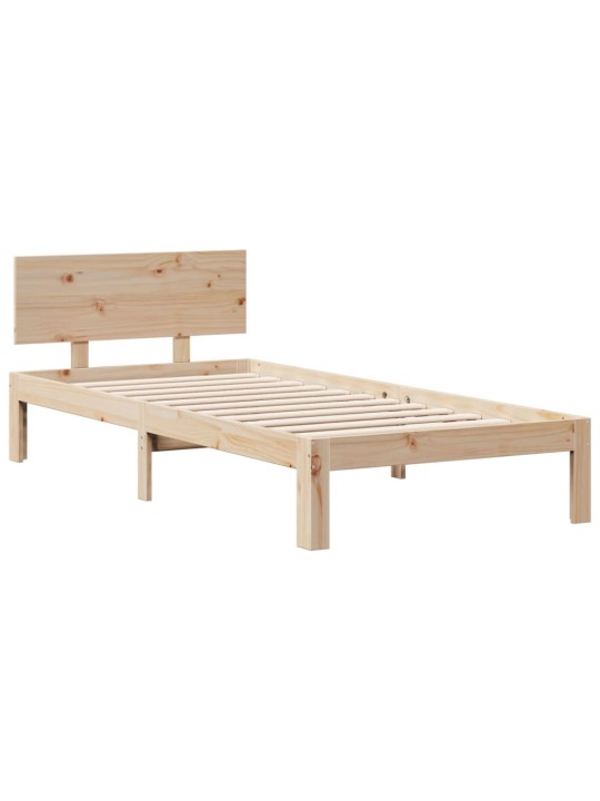 Postel s knihovnou bez matrace 90 x 190 cm masivní borovice