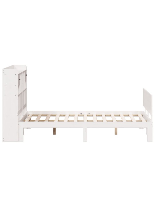 Postel s knihovnou bez matrace bílá 140x190 cm masivní borovice