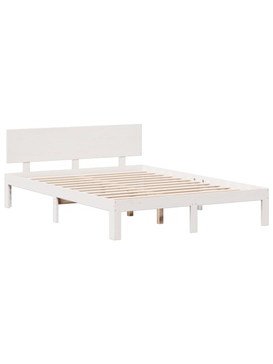 Postel s knihovnou bez matrace bílá 140x190 cm masivní borovice