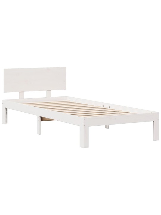 Postel s knihovnou bez matrace bílá 100x200 cm masivní borovice