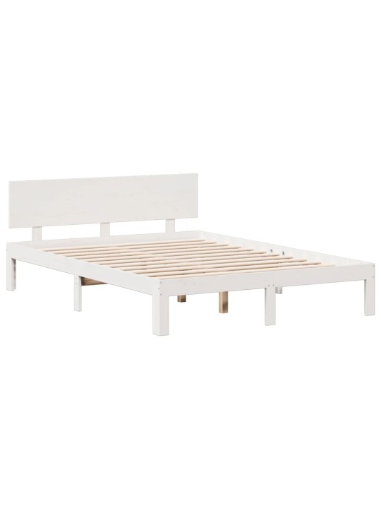 Postel s knihovnou bez matrace bílá 160x200 cm masivní borovice