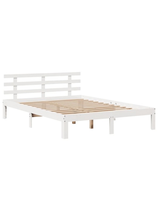 Postel s knihovnou bez matrace bílá 150x200 cm masivní borovice