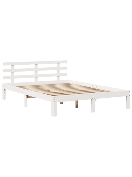 Postel s knihovnou bez matrace bílá 140x190 cm masivní borovice