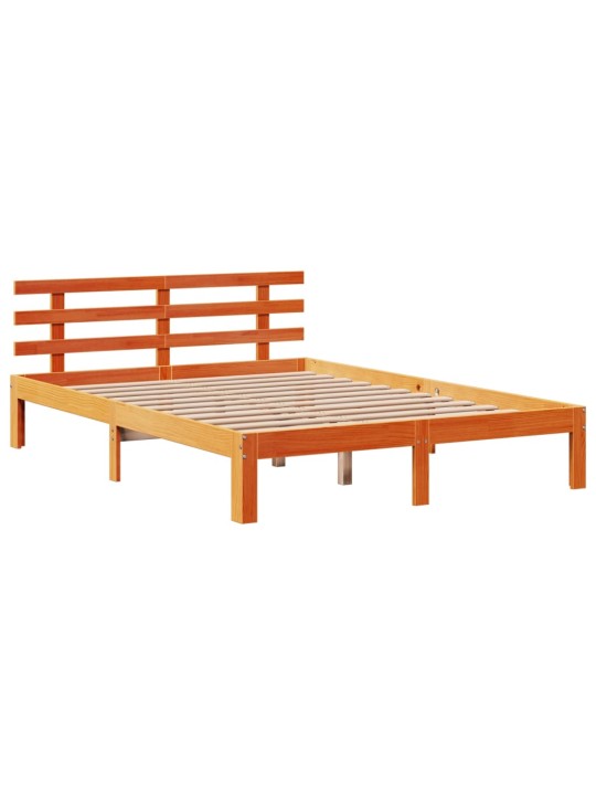 Postel s knihovnou bez matrace 140 x 190 cm masivní borovice