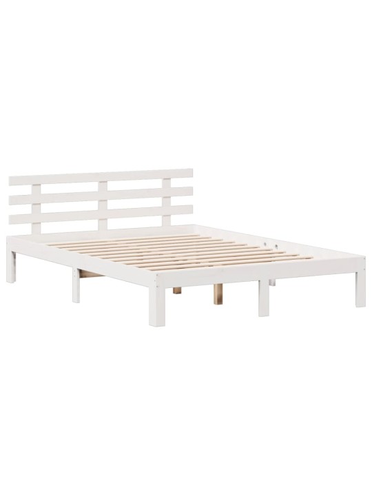 Postel s knihovnou bez matrace bílá 140x190 cm masivní borovice
