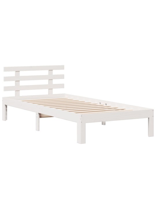 Postel s knihovnou bez matrace bílá 100x200 cm masivní borovice