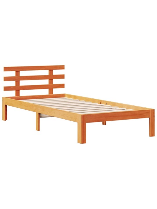 Postel s knihovnou bez matrace hnědá 100x200 cm masiv borovice