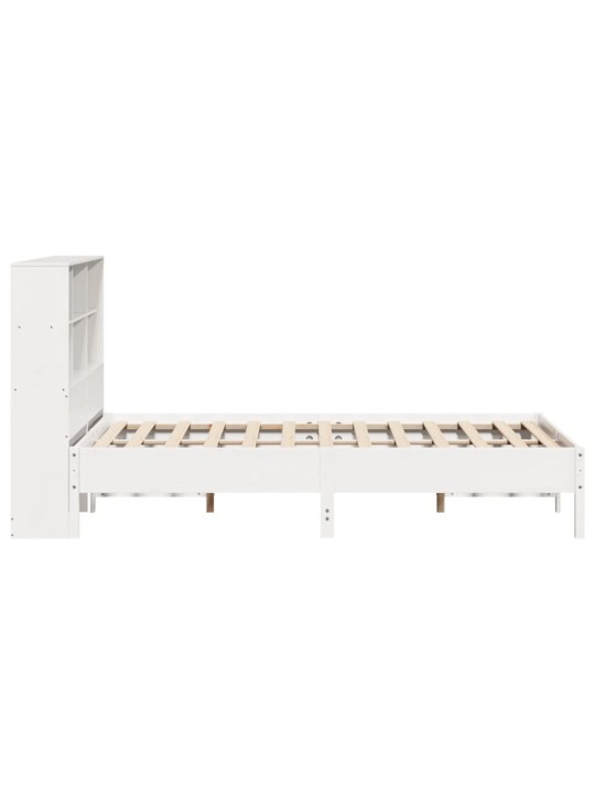 Postel s knihovnou bez matrace bílá 140x190 cm masivní borovice